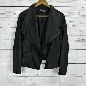 Vince Jacket Women's Small Black Drape Front Goat Leather Soft Capsule Designer
